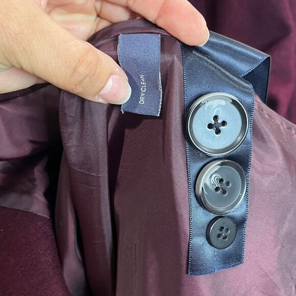 St. John's Bay Women's Burgundy Button Up Peacoat - Picture 7 of 8
